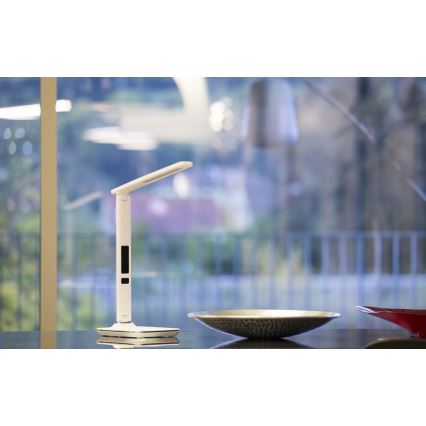 Lampe de table LED avec écran LED/9W/230V blanche