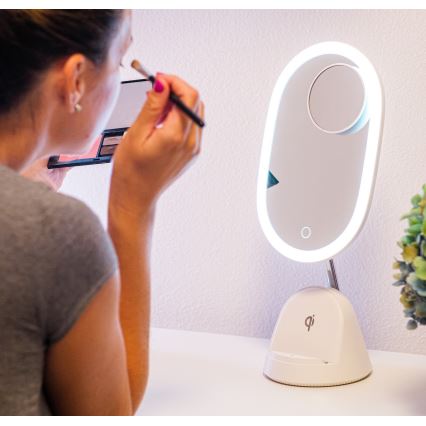 Miroir de maquillage LED à intensité variable avec charge sans fil LED/18W/230V