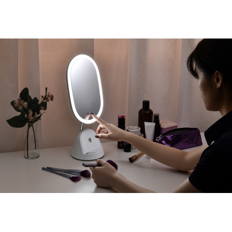 Miroir de maquillage avec lumière LED, contrôle tactile intelligent, a