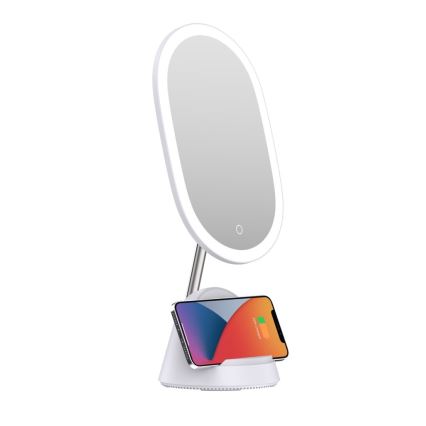 Miroir de maquillage LED à intensité variable avec charge sans fil LED/18W/230V