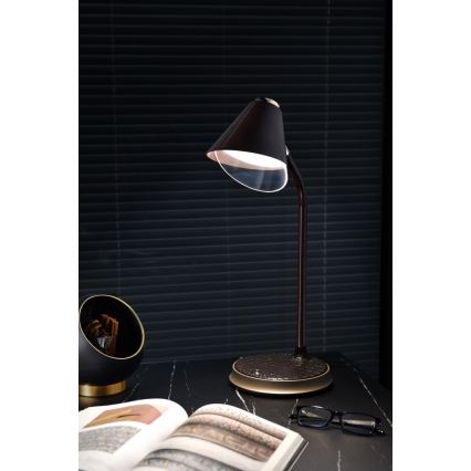 Lampe de table à intensité variable avec charge sans fil FINCH LED/9W/12/230V marron/doré