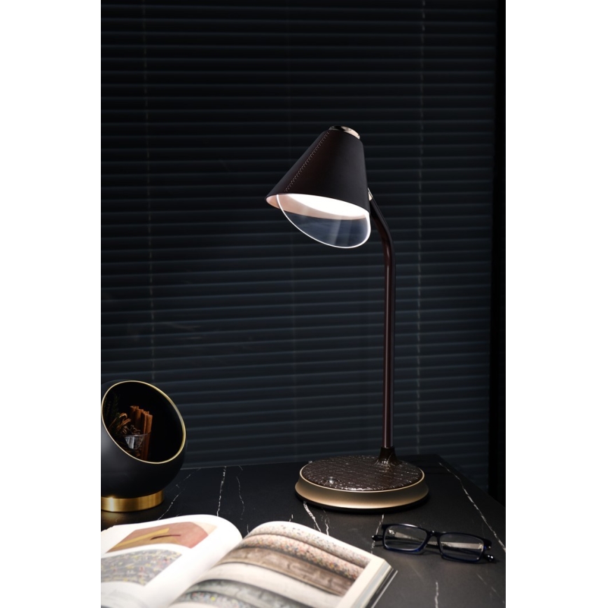 Lampe de table à intensité variable avec charge sans fil FINCH LED/9W/12/230V marron/doré