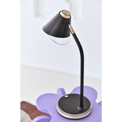 Lampe de table à intensité variable avec charge sans fil FINCH LED/9W/12/230V marron/doré