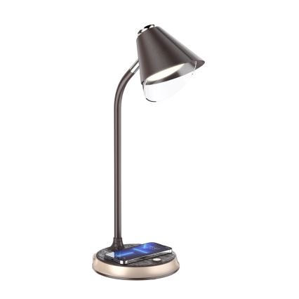 Lampe de table à intensité variable avec charge sans fil FINCH LED/9W/12/230V marron/doré