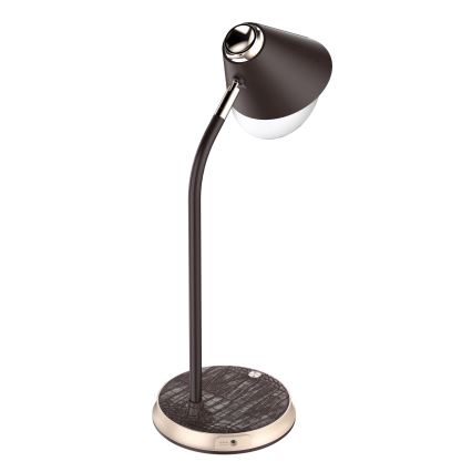 Lampe de table à intensité variable avec charge sans fil FINCH LED/9W/12/230V marron/doré