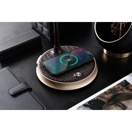Lampe de table à intensité variable avec charge sans fil FINCH LED/9W/12/230V gris/chrome brillant