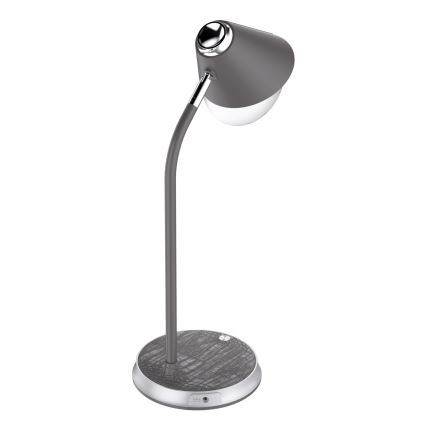 Lampe de table à intensité variable avec charge sans fil FINCH LED/9W/12/230V gris/chrome brillant