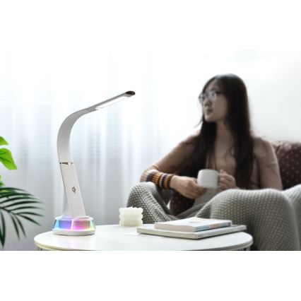 Lampe de table LED RGB à intensité variable avec charge sans fil CORELLA LED/7W/12/230V noir