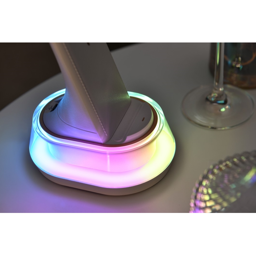 Lampe de table LED RGB à intensité variable avec charge sans fil CORELLA LED/7W/12/230V noir