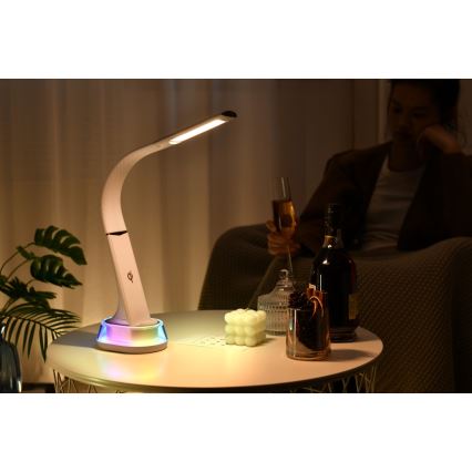 Lampe de table LED RGB à intensité variable avec charge sans fil CORELLA LED/7W/12/230V noir