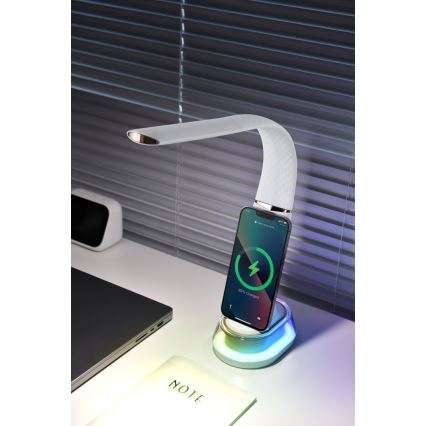 Lampe de table LED RGB à intensité variable avec charge sans fil CORELLA LED/7W/12/230V noir