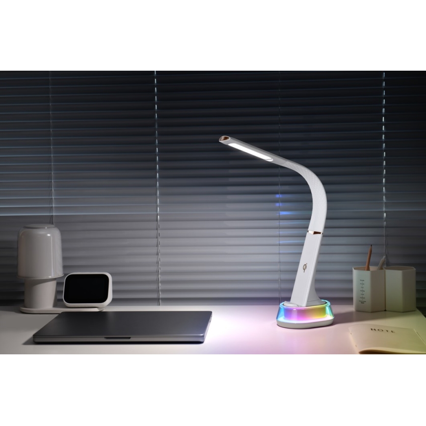 Lampe de table LED RGB à intensité variable avec charge sans fil CORELLA LED/7W/12/230V noir