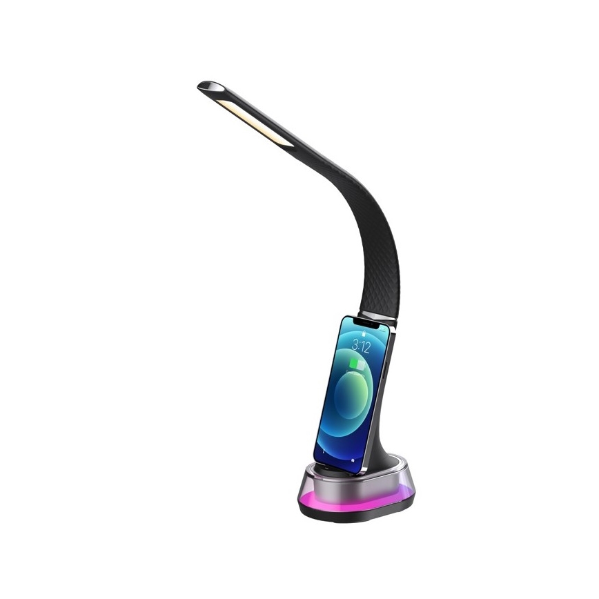 Lampe de table LED RGB à intensité variable avec charge sans fil CORELLA LED/7W/12/230V noir