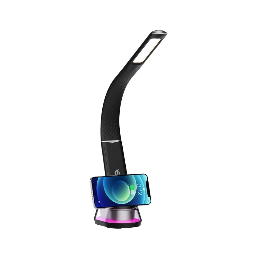 Lampe de table LED RGB à intensité variable avec charge sans fil CORELLA LED/7W/12/230V noir