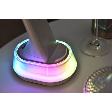 Lampe de table LED RGB à intensité variable avec charge sans fil CORELLA LED/7W/12/230V blanc