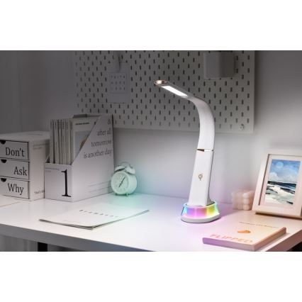 Lampe de table LED RGB à intensité variable avec charge sans fil CORELLA LED/7W/12/230V blanc