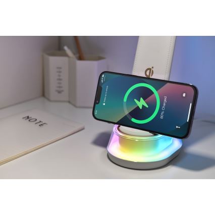 Lampe de table LED RGB à intensité variable avec charge sans fil CORELLA LED/7W/12/230V blanc