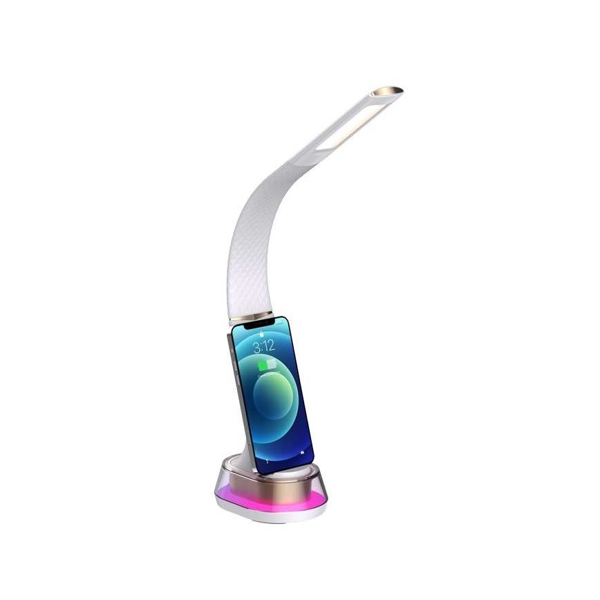 Lampe de table LED RGB à intensité variable avec charge sans fil CORELLA LED/7W/12/230V blanc