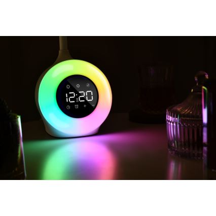 LED RGBW Lampe de table à intensité variable avec réveil FALCON LED/10W/12V