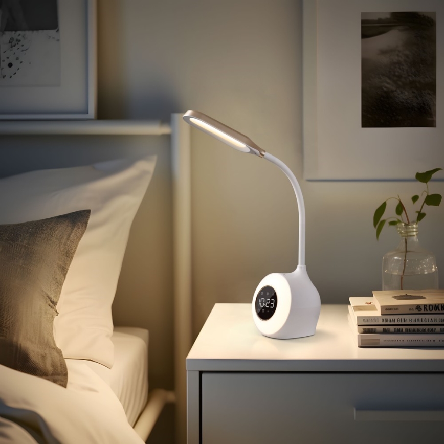 LED RGBW Lampe de table à intensité variable avec réveil FALCON LED/10W/12V