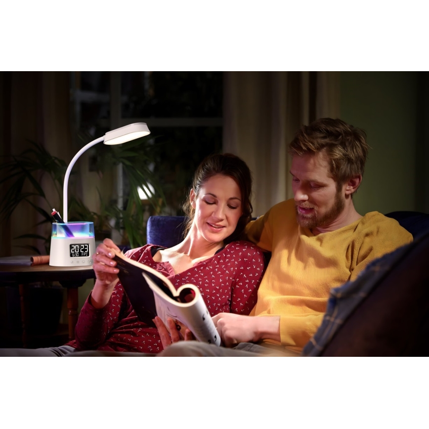 Lampe de table LED RGBW à intensité variable avec un porte-stylo FALCON LED/10W/5V