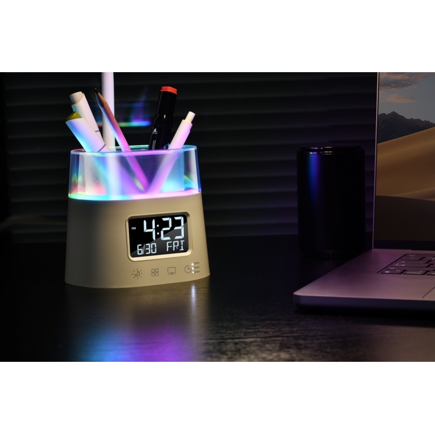 Lampe de table LED RGBW à intensité variable avec un porte-stylo FALCON LED/10W/5V