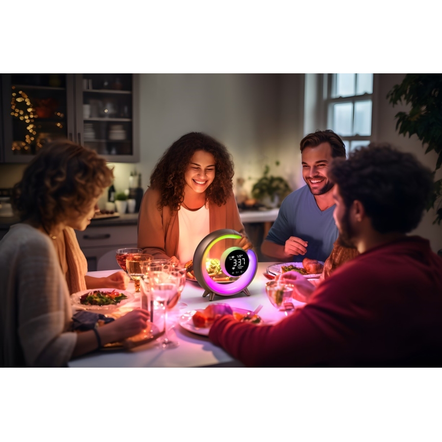 Lampe de table RGBW à intensité variable avec réveil PEACOCK LED/20W/5V USB