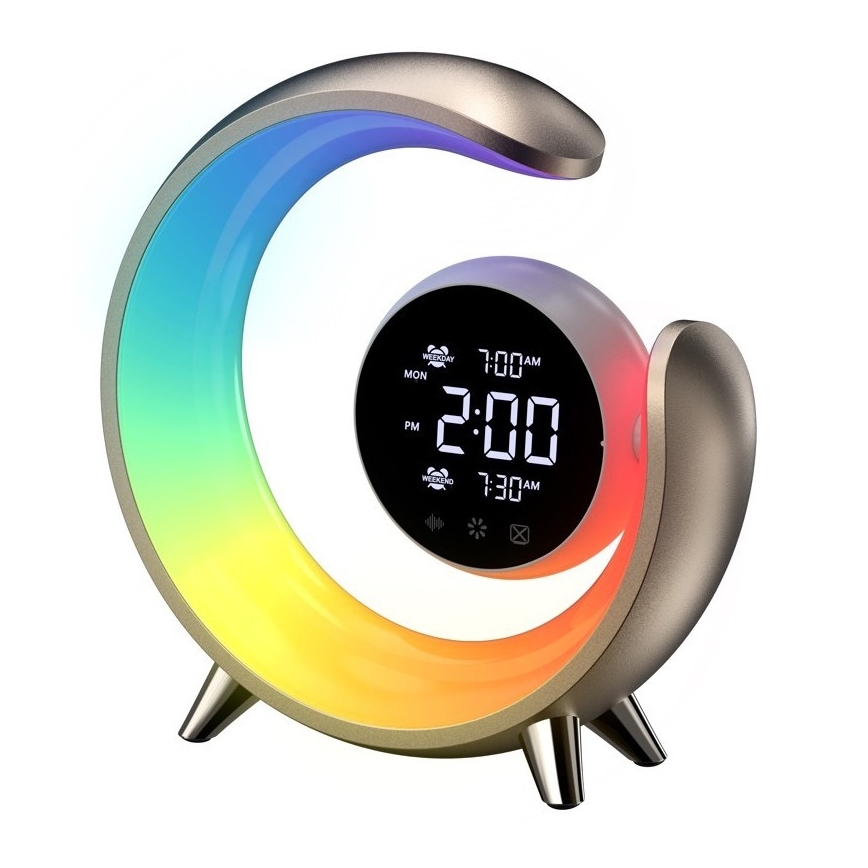 LED RGBW Lampe de table à intensité variable avec réveil PEACOCK LED/20W/5V USB