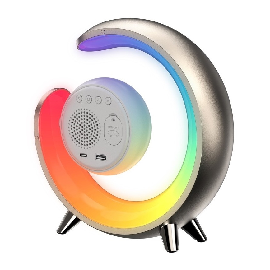 LED RGBW Lampe de table à intensité variable avec réveil PEACOCK LED/20W/5V USB