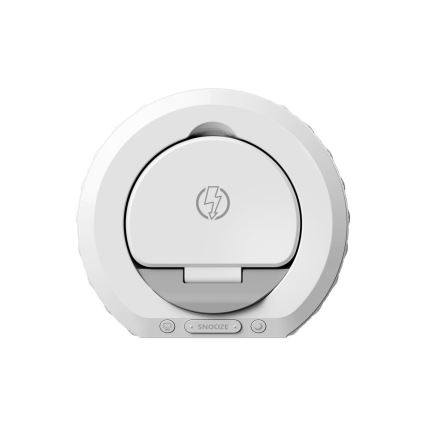 Réveil avec écran LCD et chargeur sans fil Qi 27W/9V 220 mAh blanc