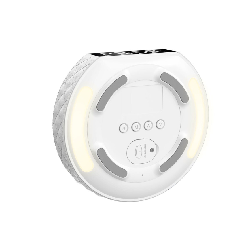 Réveil avec écran LCD et chargeur sans fil Qi 27W/9V 220 mAh blanc