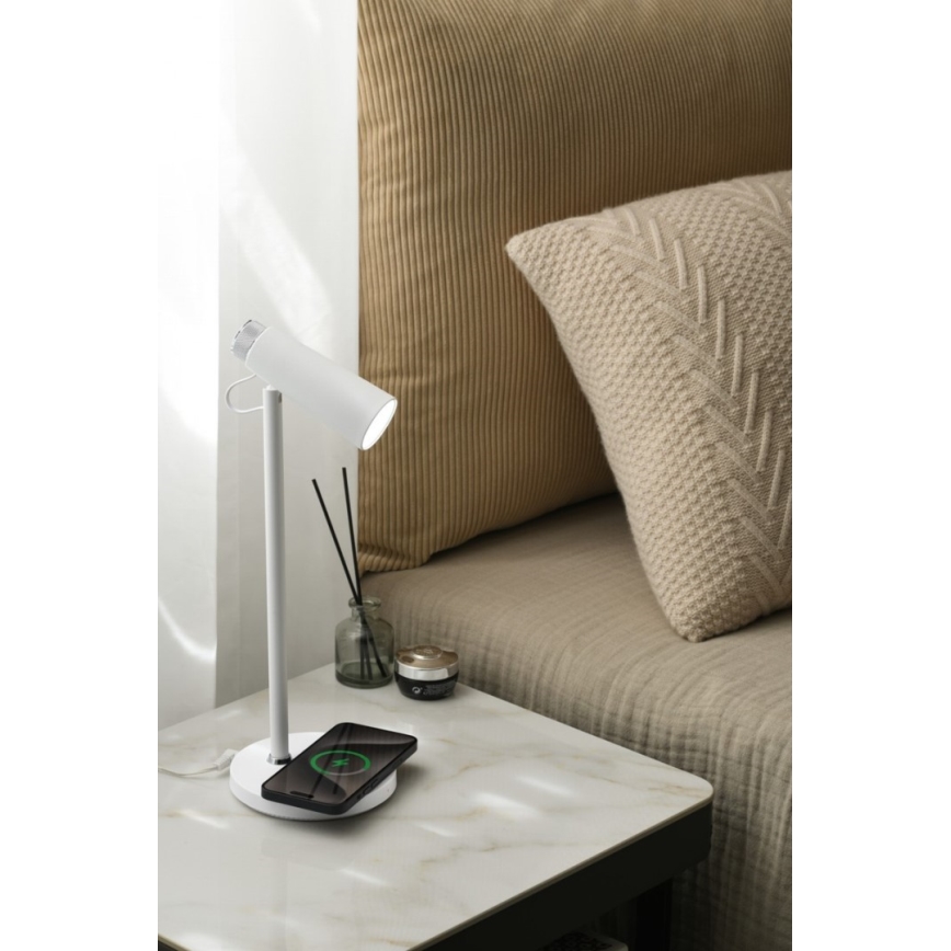 Lampe de table à intensité variable avec sans fil Qi charge TIT LED/12W/230V blanc