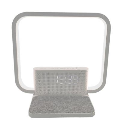 Lampe de table à intensité variable avec réveil et Qi charge LED/18W/230V blanc