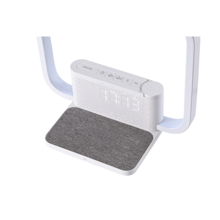 Lampe de table à intensité variable avec réveil et Qi charge LED/18W/230V blanc