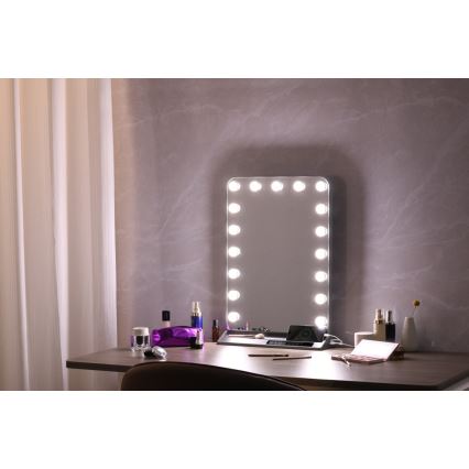 Miroir de maquillage LED à intensité variable HOLLYWOOD LED/18W/230V 3000/4200/6000K gris