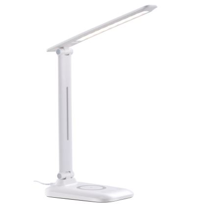 Lampe de bureau LED dimmable avec recharge sans fil QI et port USB LUMI LED/7W/230V blanche