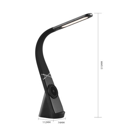 Lampe de bureau LED dimmable avec chargement sans fil MAGIC LED/5W/230V noire