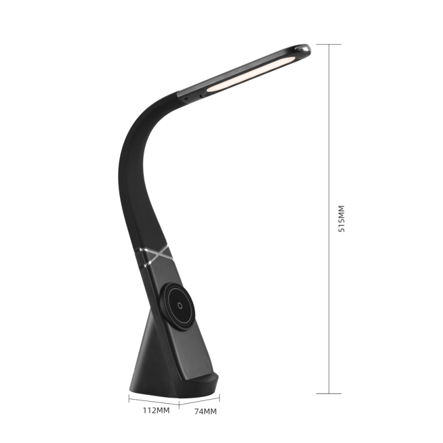 Lampe de bureau LED dimmable avec chargement sans fil MAGIC LED/5W/230V noire