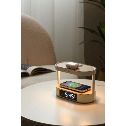 Lampe de table LED à intensité variable avec réveil et station de charge TRIPLE DOCK LED/1,5W/5V