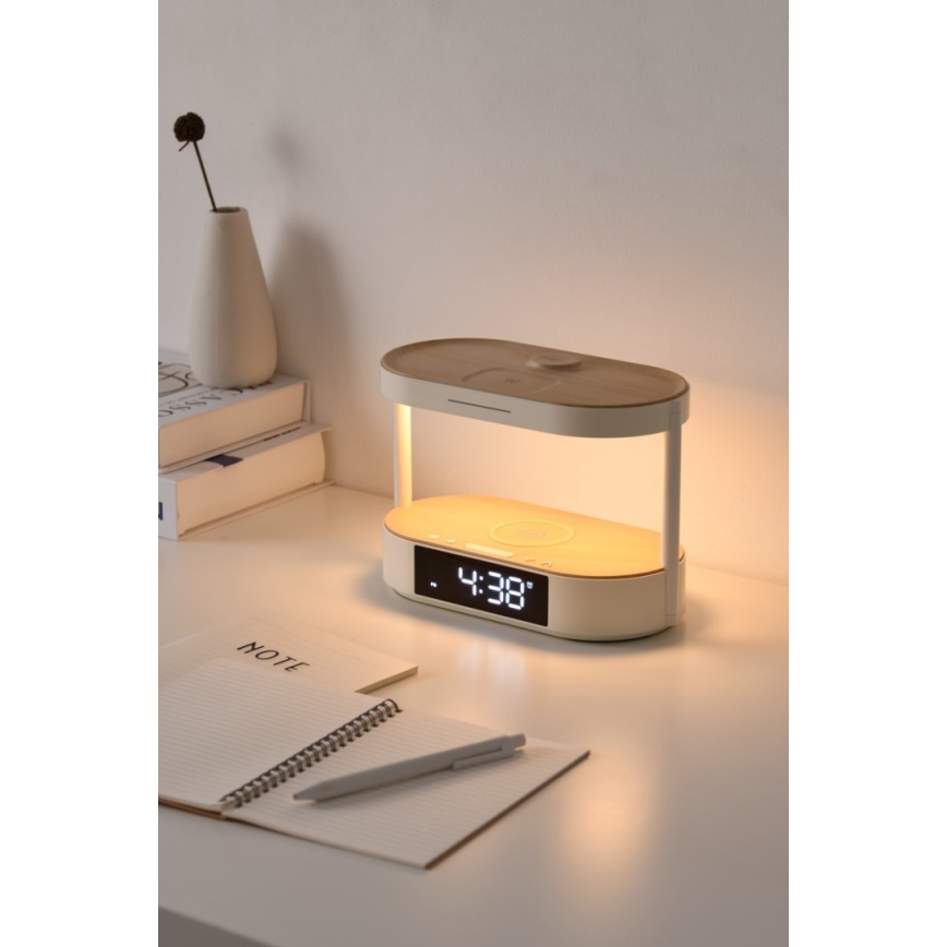 Lampe de table LED à intensité variable avec réveil et station de charge TRIPLE DOCK LED/1,5W/5V