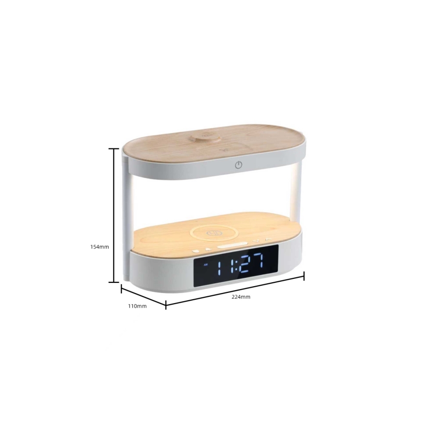 Lampe de table LED à intensité variable avec réveil et station de charge TRIPLE DOCK LED/1,5W/5V