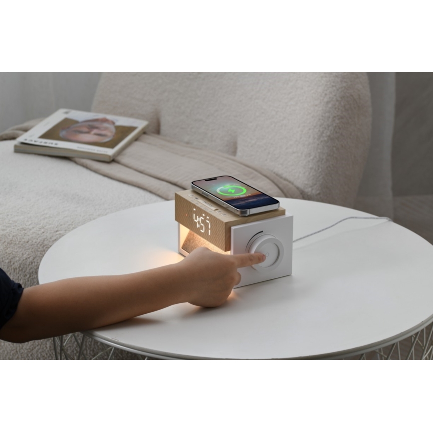 Lampe de bureau LED avec réveil et charge CALM LED/1,2W/5V