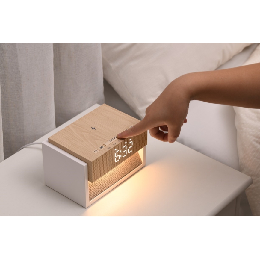 Lampe de bureau LED avec réveil et charge CALM LED/1,2W/5V