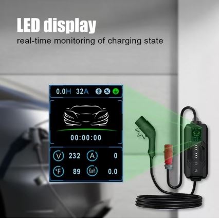 Immax - Borne de recharge EV pour véhicules électriques AC Type 2 16 A/380 V + prise 230 V, 3,7 kW, 5 m, Tuya