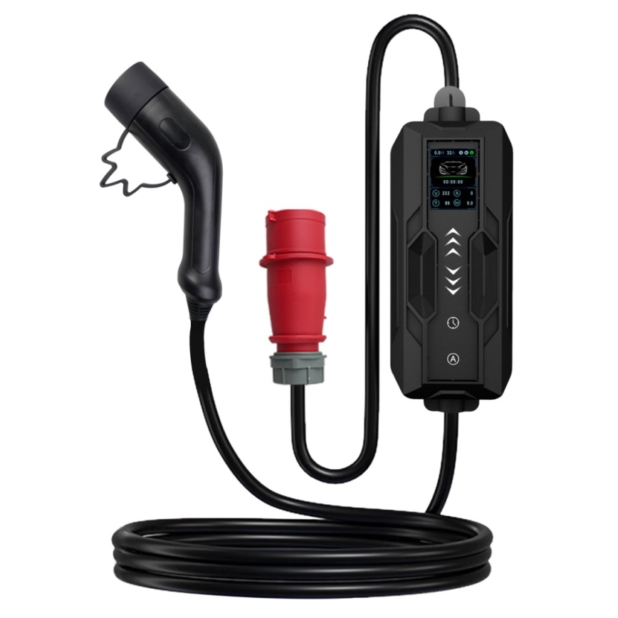 Immax - Borne de recharge EV pour véhicules électriques AC Type 2 16 A/380 V + prise 230 V, 3,7 kW, 5 m, Tuya