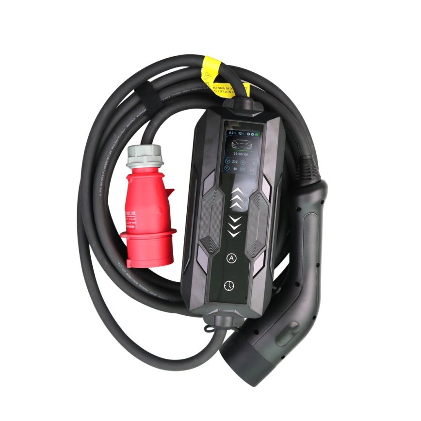 Immax - Borne de recharge EV pour véhicules électriques AC Type 2 16 A/380 V + prise 230 V, 3,7 kW, 5 m, Tuya