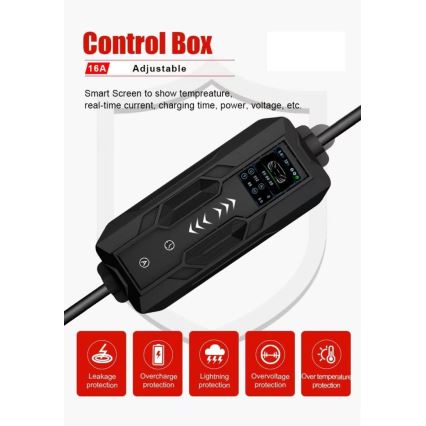 Immax - Station de recharge portable EV pour véhicules électriques, Type 2 (AC) 16 A / 380 V, 11 kW, avec prise 230 V et câble de 5 m, compatible Wi‑Fi Tuya