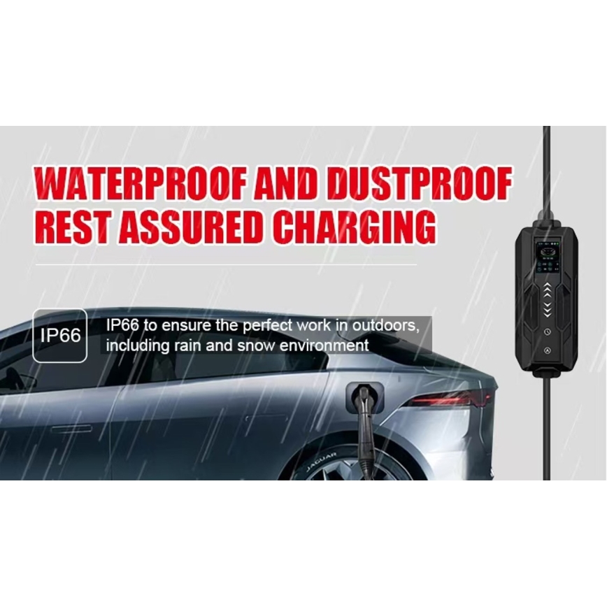 Immax - Station de recharge portable EV pour véhicules électriques, Type 2 (AC) 16 A / 380 V, 11 kW, avec prise 230 V et câble de 5 m, compatible Wi‑Fi Tuya