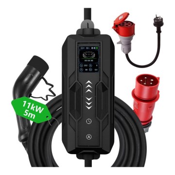 Immax - Borne de recharge EV pour véhicules électriques AC Type 2 16 A/380 V + prise 230 V, 3,7 kW, 5 m, Tuya