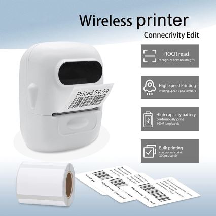 Imprimante numérique étiquette USB-C + étiquettes autocollantes 40x30mm